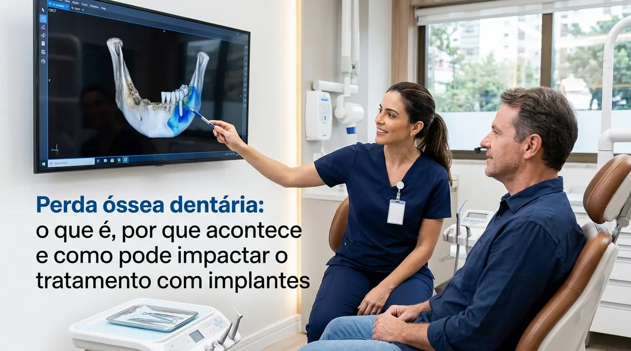 Perda óssea dentária planejamento implante imagem exame CBCT pommerdent