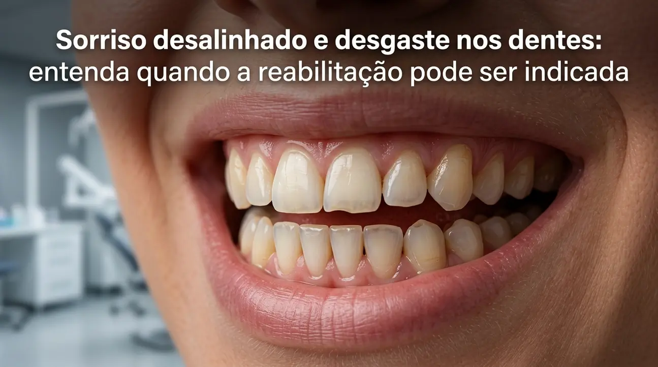 Sorriso reabilitado com dentes alinhados e sem desgaste