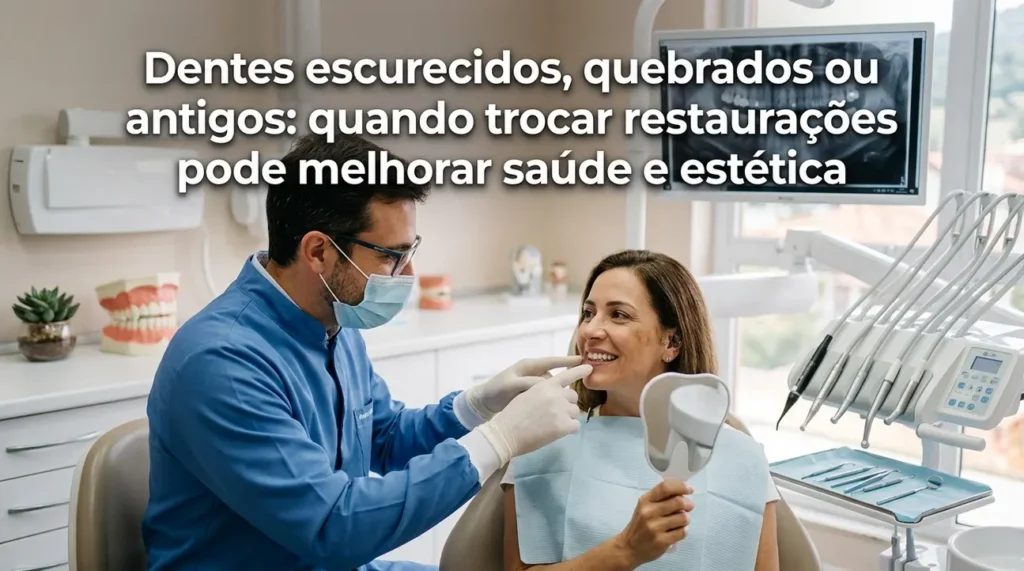 trocar restaurações dentes escurecidos restauração antiga